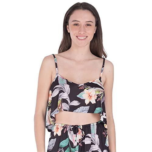 Hurley Damen Flora V Front Flounce Tank Lässige Hose, schwarz Floral, S Hurley Damen Flora V Front Flounce Tank Lässige Hose, schwarz Floral, S von Hurley