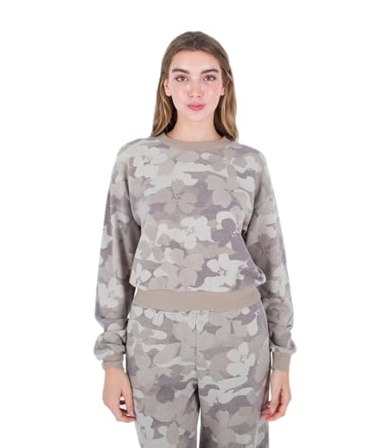 Hurley Damen Floraflage Rundhalsausschnitt Pullover Sweater, Khaki, S Hurley Damen Floraflage Rundhalsausschnitt Pullover Sweater, Khaki, S von Hurley