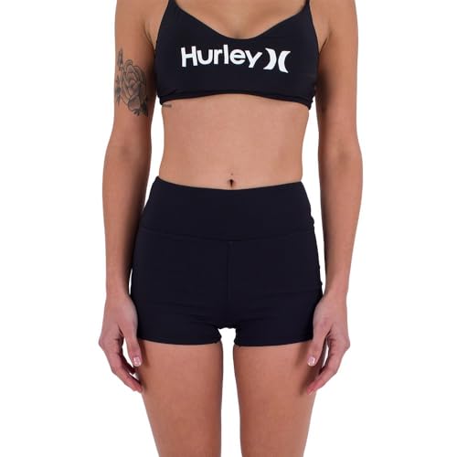 Hurley Damen Max Solid Swim Short Bikinihöschen, Black, XS Hurley Damen Max Solid Swim Short Bikinihöschen, Black, XS von Hurley