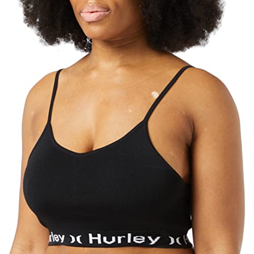 Hurley Damen OAO Text Active Top T-Shirt, schwarz, L von Hurley
