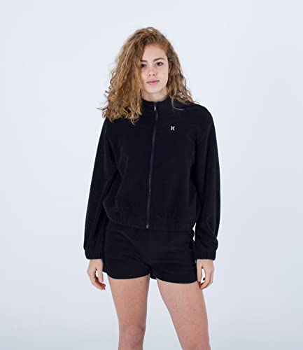 Hurley Damen Oceancare Handtuch, Durchgehender Reißverschluss Pullover Sweater, Schwarz, S von Hurley