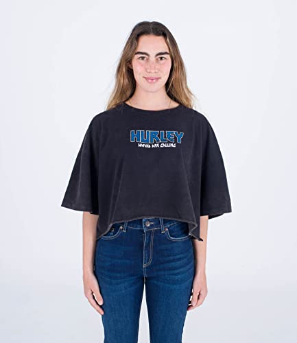Hurley Damen Oceancare Tour Cropped kurzen Ärmeln T-Shirt, Schwarz, L Hurley Damen Oceancare Tour Cropped kurzen Ärmeln T-Shirt, Schwarz, L von Hurley