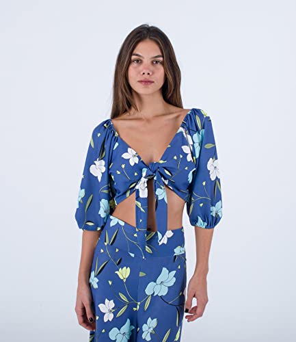 Hurley Damen Poppy Front Tie Crop Top Hemd, Dunkelblau, M Hurley Damen Poppy Front Tie Crop Top Hemd, Dunkelblau, M von Hurley