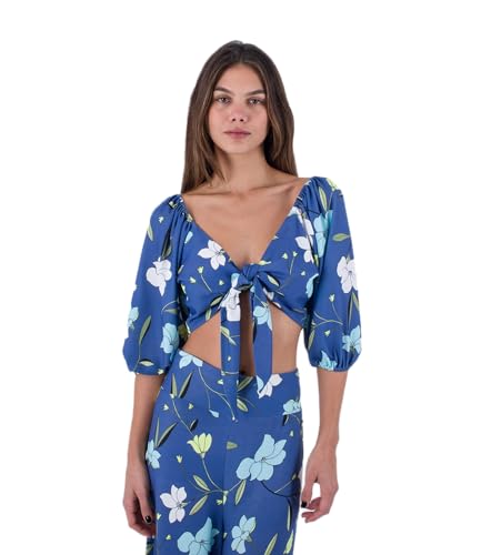 Hurley Damen Poppy Front Tie Crop Top Hemd, Dunkelblau, S Hurley Damen Poppy Front Tie Crop Top Hemd, Dunkelblau, S von Hurley