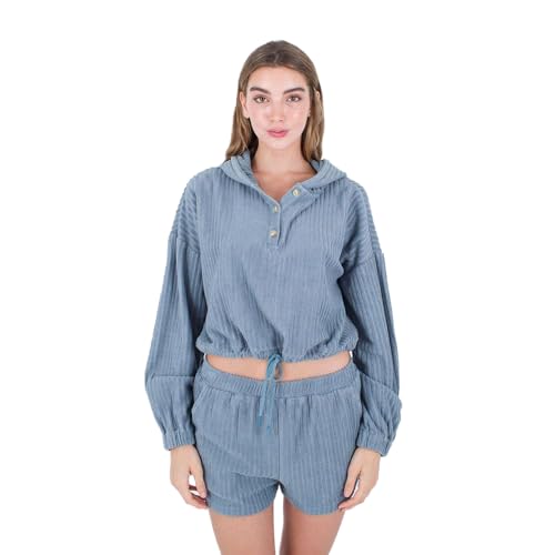 Hurley Damen Trista Henley Hoodie Kapuzen-Sweatshirt, blau, L von Hurley