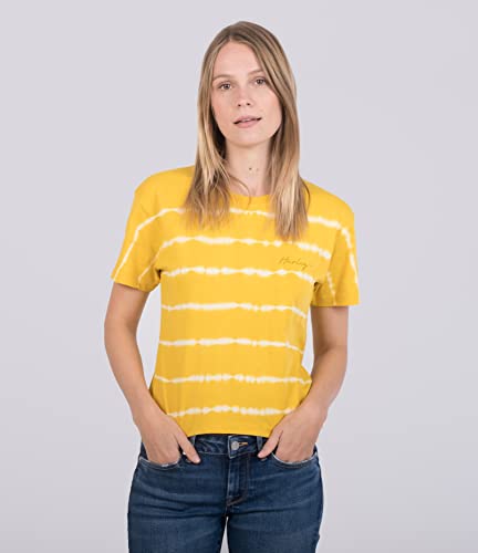 Hurley Damen W Oceancare Palm Stripes Ss Tee T-Shirt, Sulphur, XS Hurley Damen W Oceancare Palm Stripes Ss Tee T-Shirt, Sulphur, XS von Hurley