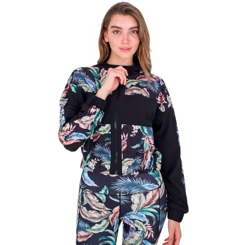 Hurley Damen Wispy Leaves Pop Over Jacke, Schwarz, M Hurley Damen Wispy Leaves Pop Over Jacke, Schwarz, M von Hurley