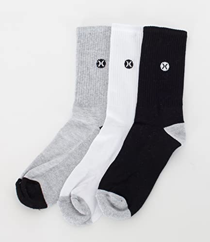 Hurley Herren 3pk Mens Terry 3 Stück, Icon 1/2, Frottee, Crew, Grau/Weiß/Schwarz, 42.5/45 Hurley Herren 3pk Mens Terry 3 Stück, Icon 1/2, Frottee, Crew, Grau/Weiß/Schwarz, 42.5/45 von Hurley