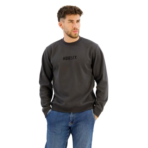 Hurley Herren Adios Heat Fleece Crew Sweatshirt, Dk Stone Grey, XXL Hurley Herren Adios Heat Fleece Crew Sweatshirt, Dk Stone Grey, XXL von Hurley