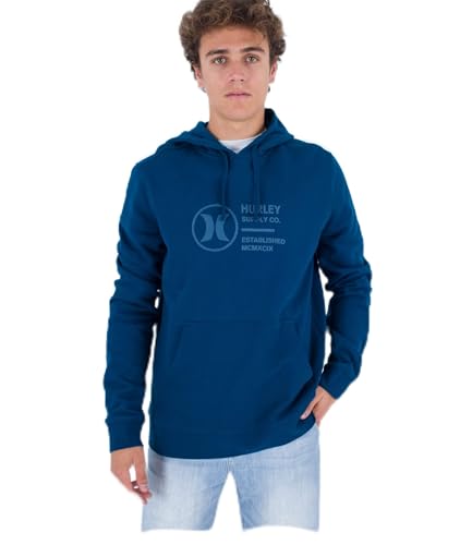 Hurley Herren Cut Pullover Fleece Sweatshirt, Poseidon Blue, S von Hurley