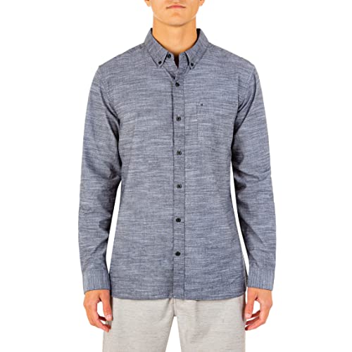 Hurley Herren One & Only Textured Long Sleeve Button Up Hemden, Schwarz, M EU von Hurley