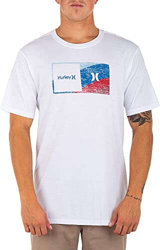Hurley Herren Icon Slash Gradient T-Shirt, Weiß, Mittel von Hurley