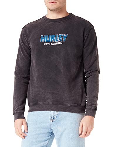 Hurley Herren M Oceancare Tour Fleece Crew Pullover Sweater, Schwarz, XL von Hurley