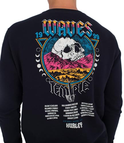 Hurley Herren M Wave Tour Crew Pullover Sweater, Schwarz, M von Hurley