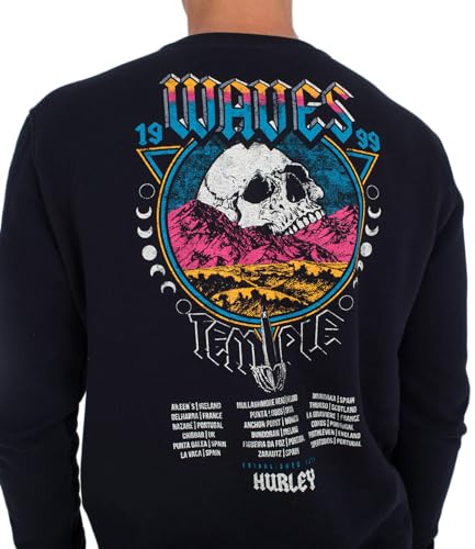 Hurley Herren M Wave Tour Crew Pullover Sweater, Schwarz, XL Hurley Herren M Wave Tour Crew Pullover Sweater, Schwarz, XL von Hurley