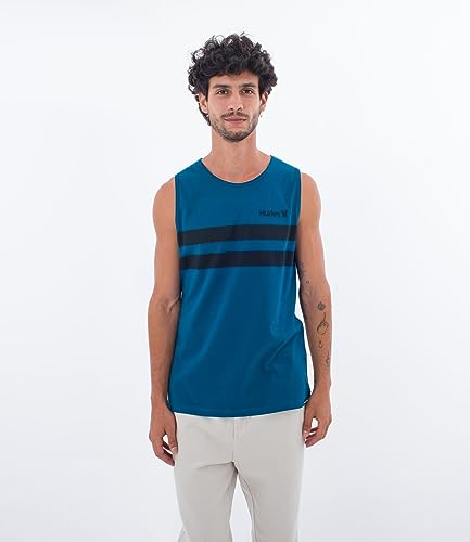 Hurley Herren Oceancare Stripes Tank T-Shirt, blau, S von Hurley