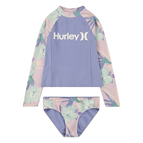 Hurley Mädchen Hrlg 2 Piece Rashguard Set Zweiteiliger Badeanzug, Light Orchid, 10 años von Hurley