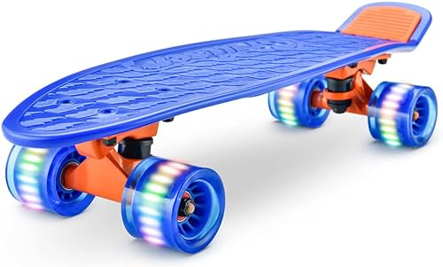 Hurtle, Mini Cruiser Skateboard für Kinder & Erwachsene Skateboard Kinder ab 5 Jahre Mädchen & Junge, Penny Board mit LED Rollen, Anti-Rutsch Deck, Pennyboard für Anfänger & Fortgeschrittene, Max100kg Hurtle, Mini Cruiser Skateboard für Kinder & Erwachsene Skateboard Kinder ab 5 Jahre Mädchen & Junge, Penny Board mit LED Rollen, Anti-Rutsch Deck, Pennyboard für Anfänger & Fortgeschrittene, Max100kg von Hurtle