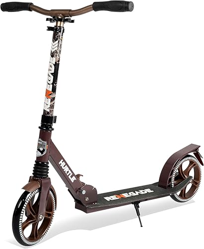 Hurtle Renegade Kick Scooters for Kids Teenagers Adults- 2 Wheel Kids Scooter with Adjustable T-Bar Handlebar - Alloy Anti-Slip Deck - Portable Folding Scooters for Kids with Carrying Strap von Hurtle