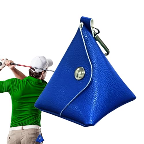 Hutnncg Golf-Tee-Halter-Tasche, Golf-Tee-Beutel-Tasche, Golfballtasche aus PU-Leder mit Magnetverschluss, Golfzubehör, Golfball-Hüfttasche im Dreieck-Design für Freunde, Familie oder Golfliebhaber von Hutnncg