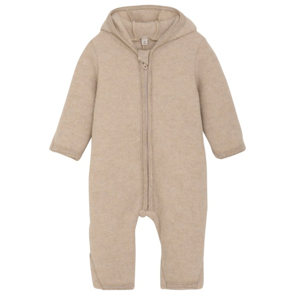 Huttelihut - Baby's Pram Suit Bear Ears Wool Fleece - Overall Gr 74 beige von Huttelihut