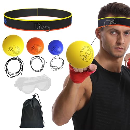 Boxen Reflexball für Kinder, Boxreflexball für Anfänger, Training Reflexball Set, Boxball Set mit Stirnband, Reflexball für Profiboxer, Reflexball Punchingball Set von Huvqianu