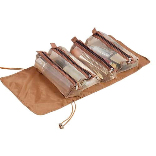 Kulturbeutel – Abnehmbare Roll-Kulturbeutel | 4-in-1 Roll-Make-up-Tasche | Abnehmbare hängende Kulturbeutel | Faltbare Kulturbeutel Organize, Dark Coffee, riferimento alla descrizione, Siehe von Huyeruie