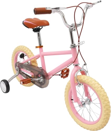 Kinderfahrrad, 14 Zoll Fahrrad mit Stützrädern Doppelte Bremsen Verstellbares Höhe Kinderfahrräder für Mädchen & Jungen im Alter von 3 bis 4 Jahren von HwZeQr