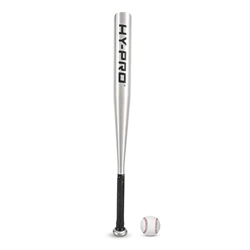 Hy-Pro Baseballschläger und Ball-Set, Aluminium, 66 cm, robuster Griff und Glatte Metallschläger-Oberfläche, silberfarben von Hy-Pro