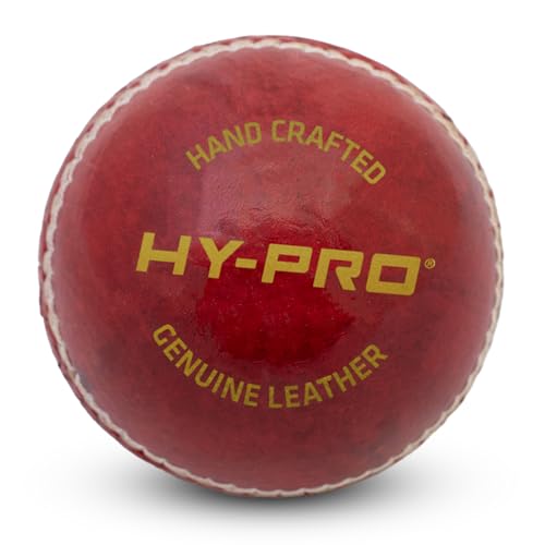 Hy-Pro Cricketball aus Leder, handgenähte Naht, robuster Korkkern, Übung, Netztraining, Harter Ball, tolle Schaltkreis-Geschenkidee, Junior von Hy-Pro