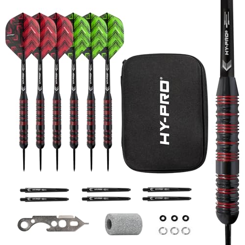 Hy-Pro Dartpfeile Set - 22g Steeltip Darts, 6X Aluminium Schäfte, 6X Kunststoffschäfte, 12 Flights, 6X O'Rings, 6X Federringe, Dart Sharpener, Dartwerkzeug, mit Etui, tolle Darts Geschenkidee, Hy-Pro Dartpfeile Set - 22g Steeltip Darts, 6X Aluminium Schäfte, 6X Kunststoffschäfte, 12 Flights, 6X O'Rings, 6X Federringe, Dart Sharpener, Dartwerkzeug, mit Etui, tolle Darts Geschenkidee, von Hy-Pro