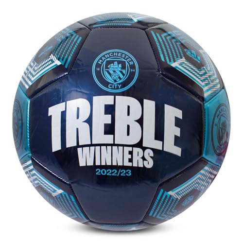 Hy-Pro Offiziell lizenzierter Manchester City Treble Winners Fußball - Größe 5 Fußball mit strapazierfähigem PVC, Sammleredition - Ideal für Fans & Spieler für Man City Fans - Marineblau von Hy-Pro