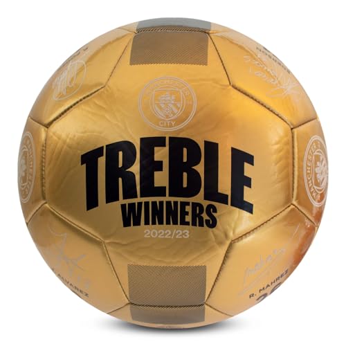 Hy-Pro Offiziell lizenzierter Manchester City Treble Winners Fußball - Größe 5 Fußball mit strapazierfähigem PVC, Sammleredition - Ideal für Fans & Spieler für Man City Fans, Gold Hy-Pro Offiziell lizenzierter Manchester City Treble Winners Fußball - Größe 5 Fußball mit strapazierfähigem PVC, Sammleredition - Ideal für Fans & Spieler für Man City Fans, Gold von Hy-Pro