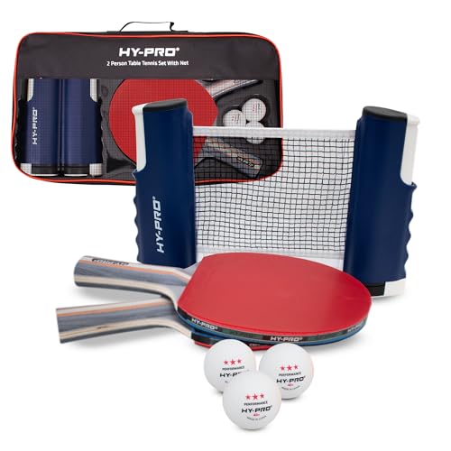 Hy-Pro Tragbares Tischtennis-Set – Mit ausziehbarem Netz bis zu 170 cm, 2 Schläger, 3 Bälle, Tragetasche, 3-Sterne-Bälle, für Kinder & Erwachsene, Indoor & Outdoor, Tischtennis-Set Hy-Pro Tragbares Tischtennis-Set – Mit ausziehbarem Netz bis zu 170 cm, 2 Schläger, 3 Bälle, Tragetasche, 3-Sterne-Bälle, für Kinder & Erwachsene, Indoor & Outdoor, Tischtennis-Set von Hy-Pro