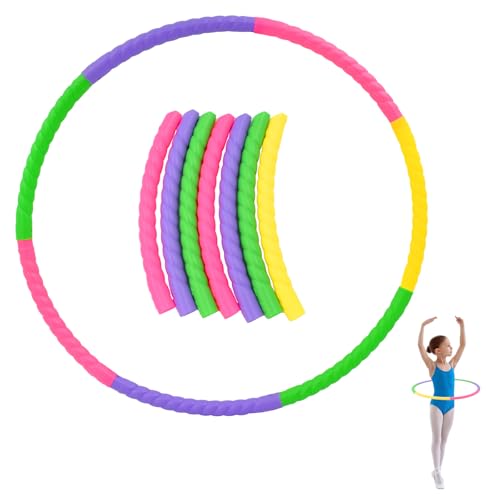 Hyacinthy Hula Fitness Reifen Kinder Hoop, 7-teiliges Kunststoff Abnehmbares Hullahub Reifen, Hoola Hoop für Tanz Fitness, Hola-Reifen-Hoop für Erwachsene und Gymnastikreifen Kinder ab 3 4 5 6+ Jahre von Hyacinthy