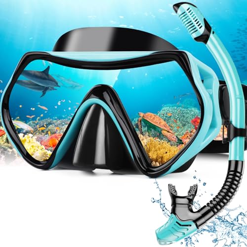 Hydomi Schnorchelset Erwachsene Anti-Fog Taucherbrille mit 180° Panorama Sichtfeld, Dry Top Schnorchel 3-Kanal System, Auslaufsichere Tauchmaske aus gehärtetem Glas für Tauchen Schwimmen Hydomi Schnorchelset Erwachsene Anti-Fog Taucherbrille mit 180° Panorama Sichtfeld, Dry Top Schnorchel 3-Kanal System, Auslaufsichere Tauchmaske aus gehärtetem Glas für Tauchen Schwimmen von Hydomi