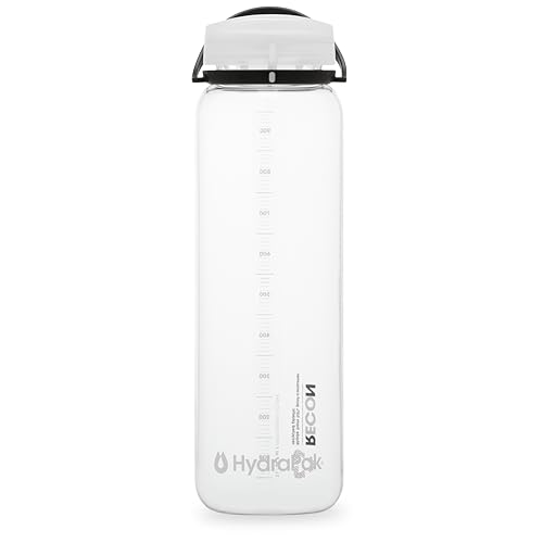 Hydrapak Recon 1L, Flasche ohne BPA, hergestellt aus 50% recyceltem Tritan, Drehverschluss mit Smooth Flow Technologie, Clear/Black/White Hydrapak Recon 1L, Flasche ohne BPA, hergestellt aus 50% recyceltem Tritan, Drehverschluss mit Smooth Flow Technologie, Clear/Black/White von HydraPak