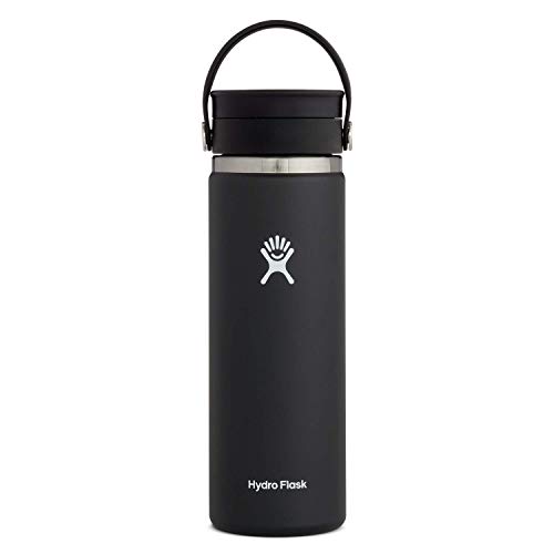 Hydro Flask Weithalsflasche mit flexiblem Trinkdeckel, isolierte Wasserflasche, Reisebecher, Kaffeebecher, Schwarz, 590 ml von Hydro Flask