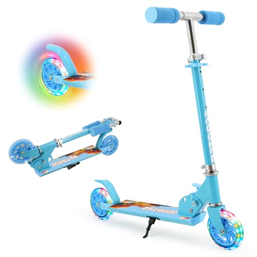 Hyiatyo Klappbarer Roller Kinder 6 Jahre mit LED Rädern, Kinder Scooter ab 3-10 Jahre, Faltbar Kinder Kickscooter Tretroller für Junge und Mädchen von Hyiatyo