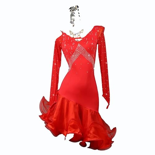 Hynyjxjy A,S, Rückenfreies Latein Tanzoutfit Für Damen Langärmlige Gesellschafts Tanz Wettbewerbe Kleider Salsa Tanzkleidung Mit Strasssteinen Cha Cha Fischgrätenrock Hynyjxjy A,S, Rückenfreies Latein Tanzoutfit Für Damen Langärmlige Gesellschafts Tanz Wettbewerbe Kleider Salsa Tanzkleidung Mit Strasssteinen Cha Cha Fischgrätenrock von Hynyjxjy