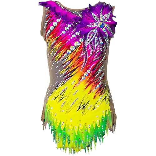 Hynyjxjy A,XXXL, Handgefertigte Rhythmische Sport Gymnastik Turnanzüge Für Mädchen Blumen Gymnastik Wettkampf Kostüme Ärmelloses Eiskunstlauf Kleid Eislauf Kleidung Mit Strasssteinen von Hynyjxjy