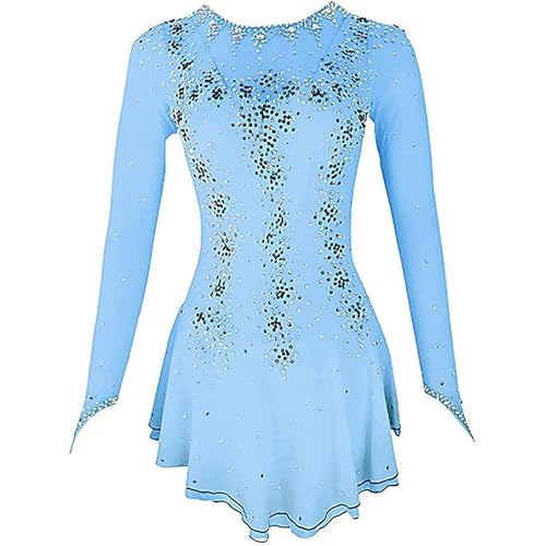 Hynyjxjy B,15/16, Eislaufkleid Für Mädchen Handgefertigter Eiskunstlauf Rock Für Wettkämpfe Gymnastikanzug Sport Kleidung Mit Farbverlauf Winter Sport Kostüme Aus Glänzendem Kristall von Hynyjxjy