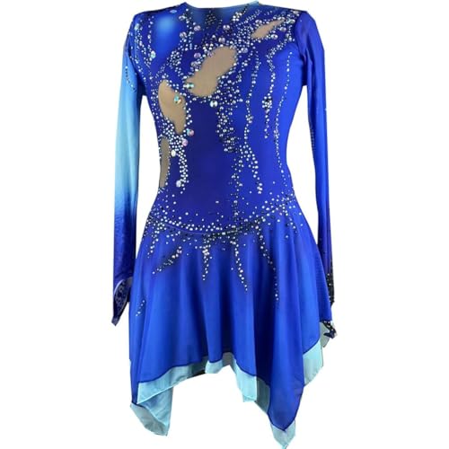 Hynyjxjy Blau,12/15, Eislaufkleid Mit Farbverlauf Für Damen Professionelle Eiskunstlauf Kleidung Rhythmische Gymnastik Turnanzüge Für Mädchen Outdoor Sport Kleidung Mit Glänzendem Kristall von Hynyjxjy