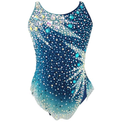 Hynyjxjy Blau,S, Rhythmische Sport Gymnastik Turnanzug Für Mädchen Ärmelloses Turn Mannschafts Sportarten Kostüm Eiskunstlauf Kleid Für Wettkämpfe Flash Diamond Eislaufbekleidung von Hynyjxjy