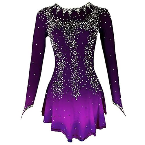 Hynyjxjy C,7/10, Eislaufkleid Für Mädchen Handgefertigter Eiskunstlauf Rock Für Wettkämpfe Gymnastikanzug Sport Kleidung Mit Farbverlauf Winter Sport Kostüme Aus Glänzendem Kristall von Hynyjxjy