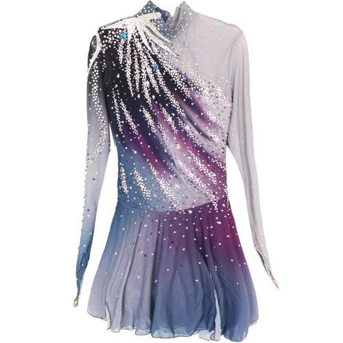 Hynyjxjy Lila,XL, Professionelles Eiskunstlauf Kleid Für Mädchen Rückenfreie Rhythmische Sport Gymnastik Trikots Für Damen Volldiamant Eislauf Kleidung Farbverlauf Outdoor Sport Kostüm von Hynyjxjy