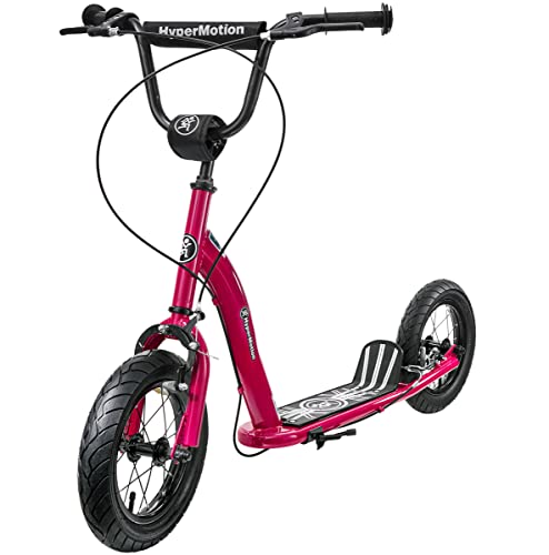 HyperMotion, Kinderroller, Roller für Kinder, City Kick Scooter für Mädchen und Jungen ab 8 Jahre, Kickboard, Tretroller, Cityroller, aufblasbare Räder 30 cm, Cherry von HyperMotion