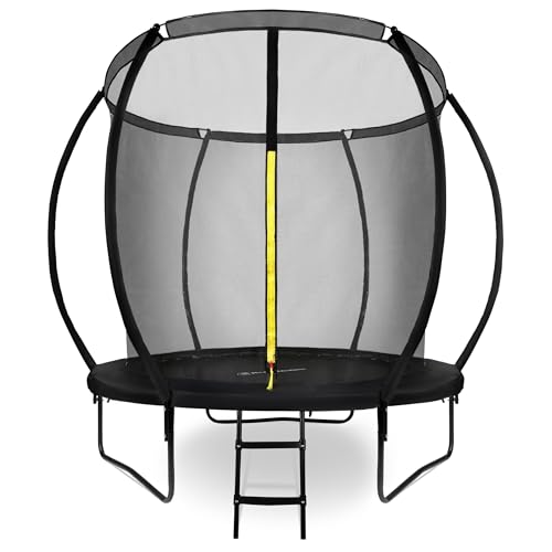 HyperMotion 244 cm Kindertrampolin mit Sicherheitsnetz und Leiter – Robustes Outdoor-Trampolin für Garten und Haus, wetterfest von HyperMotion