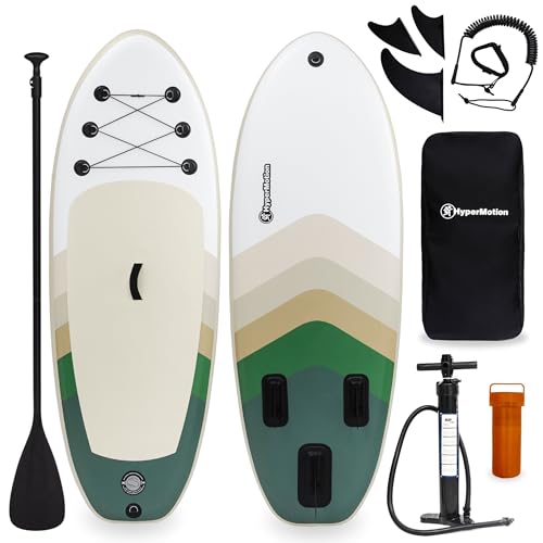 HyperMotion Aufblasbares SUP-Board Set 215 cm – Kinder Stand Up Paddle Board mit Paddel, Pumpe und Rucksack, für Anfänger, Belastbar bis 130 kg, Grün von HyperMotion