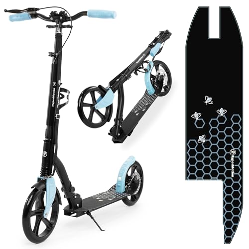HyperMotion Zweirad Scooter HONEYBEE für Jugend und Erwachsene, Maximale Belastung bis 100 kg, Aluminium, klappbar, Höhenverstellbares Lenker, Radlager ABEC-7, Räder 250 mm, Blue von HyperMotion